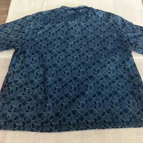 [3XL/Ptp:26”]Tommy Bahamas Pinapple Pattern Blue Collared PullOver S/S Men Shirt - Picture 7 of 7